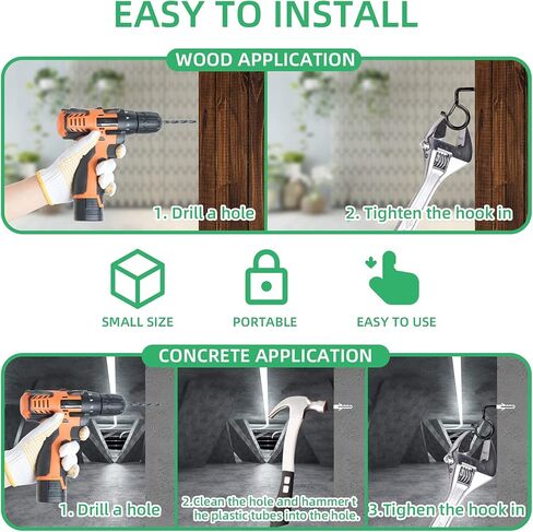 30 قطعة من خطافات الإضاءة لمصابيح الخيط في الهواء الطلق، مشبك أمان لخطافات شماعات مقاومة للرياح، وخطاف للعين لتعليق النباتات، وأضواء الكريسماس وأضواء الفناء، 2.2 بوصة، أسود in Kuwait