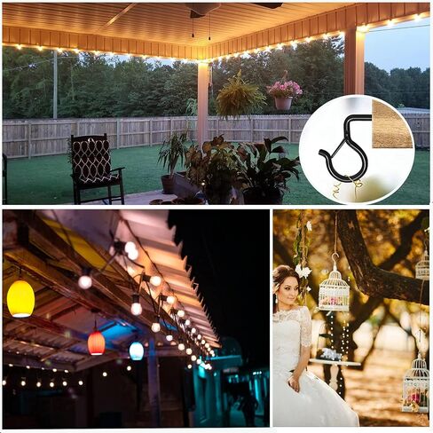 30 قطعة من خطافات الإضاءة لمصابيح الخيط في الهواء الطلق، مشبك أمان لخطافات شماعات مقاومة للرياح، وخطاف للعين لتعليق النباتات، وأضواء الكريسماس وأضواء الفناء، 2.2 بوصة، أسود in Kuwait