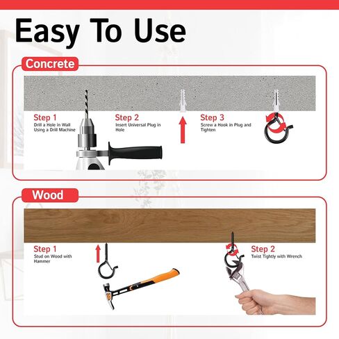 Credibby | 12 حزمة | خطافات سقف 2.9 بوصة لتعليق النباتات وأدوات المطبخ - خطافات لولبية شديدة التحمل لتعليق أضواء السلسلة، خطافات أكواب مطلية بالفينيل باللونين الأبيض والأسود للديكور الاحتفالي in Kuwait