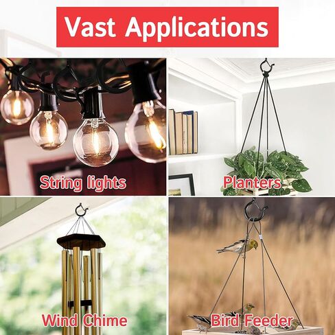Credibby | 12 حزمة | خطافات سقف 2.9 بوصة لتعليق النباتات وأدوات المطبخ - خطافات لولبية شديدة التحمل لتعليق أضواء السلسلة، خطافات أكواب مطلية بالفينيل باللونين الأبيض والأسود للديكور الاحتفالي in Kuwait