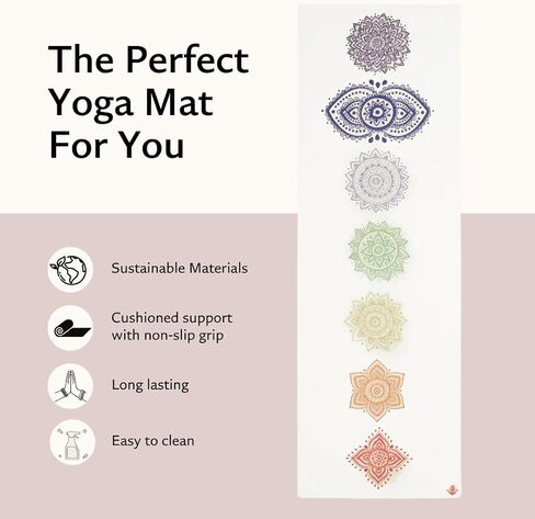 TPE Yoga Mat - Artist Designed, Premium eco friendly mats, Non Slip, Non toxic, Great For Regular & Hot Yoga, Pilates and Workouts (72 inch x 24 inch x 6mm thick) in Saudi Arabia