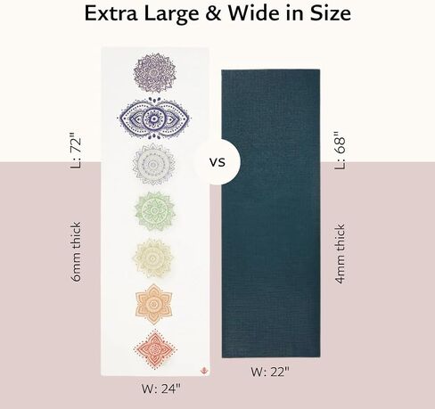 TPE Yoga Mat - Artist Designed, Premium eco friendly mats, Non Slip, Non toxic, Great For Regular & Hot Yoga, Pilates and Workouts (72 inch x 24 inch x 6mm thick) in Saudi Arabia