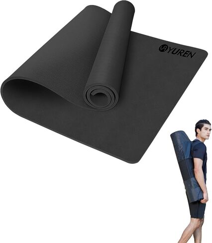 سجادة يوجا غير قابلة للانزلاق لليوجا الساخنة، سجادات تمرين كبيرة مقاس 76 بوصة × 35 بوصة 1/2 بوصة سجادة تمرين سميكة للغاية للنساء والرجال، سجادات يوجا صديقة للبيئة TPE مع حقيبة حزام in Kuwait
