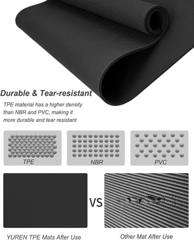 سجادة يوجا غير قابلة للانزلاق لليوجا الساخنة، سجادات تمرين كبيرة مقاس 76 بوصة × 35 بوصة 1/2 بوصة سجادة تمرين سميكة للغاية للنساء والرجال، سجادات يوجا صديقة للبيئة TPE مع حقيبة حزام in Kuwait