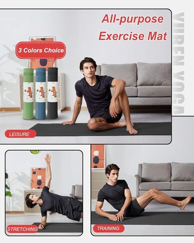 سجادة يوجا غير قابلة للانزلاق لليوجا الساخنة، سجادات تمرين كبيرة مقاس 76 بوصة × 35 بوصة 1/2 بوصة سجادة تمرين سميكة للغاية للنساء والرجال، سجادات يوجا صديقة للبيئة TPE مع حقيبة حزام in Kuwait