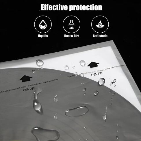 100-Pack Vinyl Sleeves Inner -12" Vinyl Record Protective Sleeves - Protect Your LP Albums from Scratches, Dirt & Dust - No-Acid Exterior Disc Cover (Inner Sleeves-Round Bottom) in Kuwait