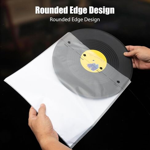 100-Pack Vinyl Sleeves Inner -12" Vinyl Record Protective Sleeves - Protect Your LP Albums from Scratches, Dirt & Dust - No-Acid Exterior Disc Cover (Inner Sleeves-Round Bottom) in Kuwait