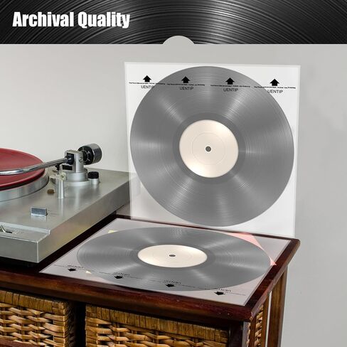 100-Pack Vinyl Sleeves Inner -12" Vinyl Record Protective Sleeves - Protect Your LP Albums from Scratches, Dirt & Dust - No-Acid Exterior Disc Cover (Inner Sleeves-Round Bottom) in Kuwait
