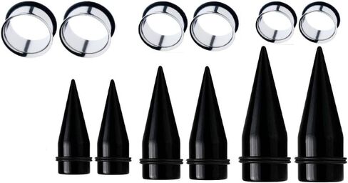 Ear stretching kit large acrylic tapers and steel o ring ear gauge plugs in Saudi Arabia