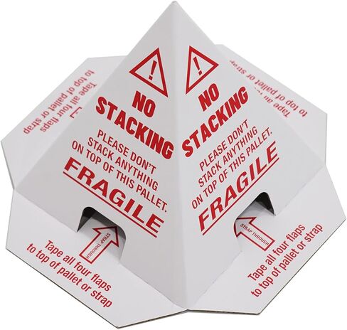 لا يوجد مخاريط تكديس / لا يوجد مخاريط منصة نقالة / مخروط من الورق المقوى / يمنع التراص المزدوج / حزمة مكونة من 100 قطعة ثلاثية اللغات (مخاريط البليت)، 8 × 8 × 10 بوصة باللون الأحمر والأبيض in Kuwait