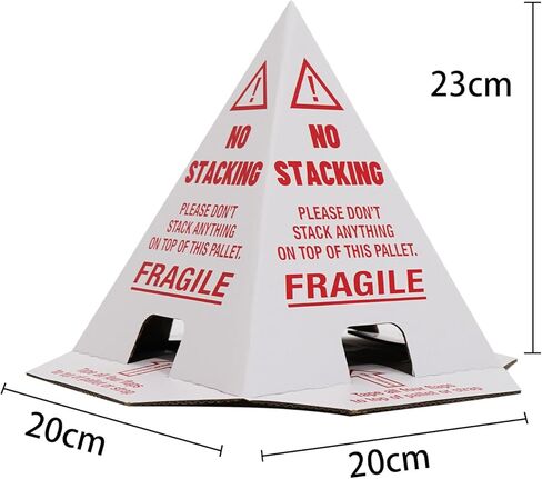 لا يوجد مخاريط تكديس / لا يوجد مخاريط منصة نقالة / مخروط من الورق المقوى / يمنع التراص المزدوج / حزمة مكونة من 100 قطعة ثلاثية اللغات (مخاريط البليت)، 8 × 8 × 10 بوصة باللون الأحمر والأبيض in Kuwait