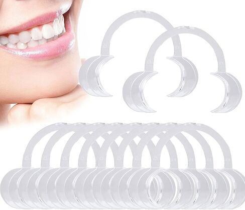 10 Pieces (Size M) C-Shape Cheek Retractor, Disposable Mouth Opener for Dental Teeth Whitening Mouth Guard or Speak Out Game (M, White) in Kuwait
