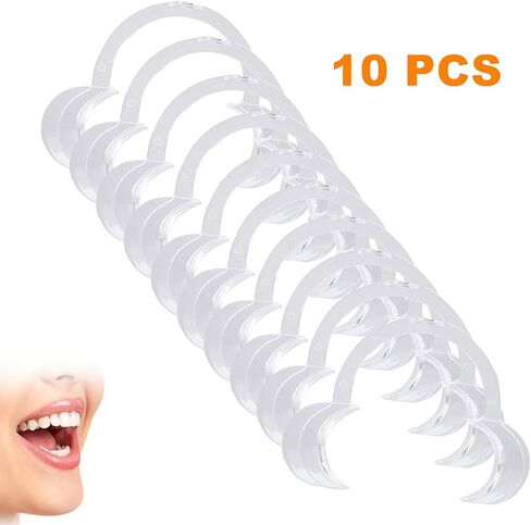 10 Pieces (Size M) C-Shape Cheek Retractor, Disposable Mouth Opener for Dental Teeth Whitening Mouth Guard or Speak Out Game (M, White) in Kuwait