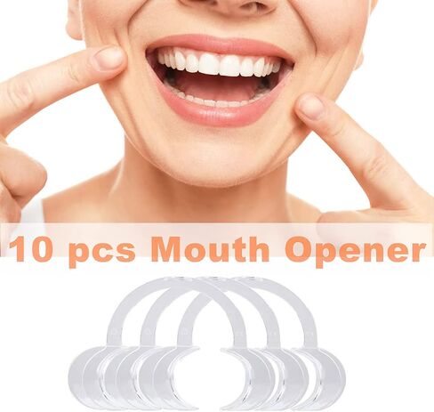 10 Pieces (Size M) C-Shape Cheek Retractor, Disposable Mouth Opener for Dental Teeth Whitening Mouth Guard or Speak Out Game (M, White) in Kuwait