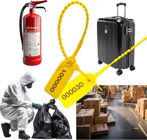 100 قطعة من أختام العبث البلاستيكية، وعلامات طفاية الحريق، وملصقات أربطة مضغوطة مرقمة للسلامة، وأختام بطاقات أمان قابلة للسحب، وعلامات قفل ذاتي للاستعمال مرة واحدة، بطول 250 مم (أزرق) in Kuwait