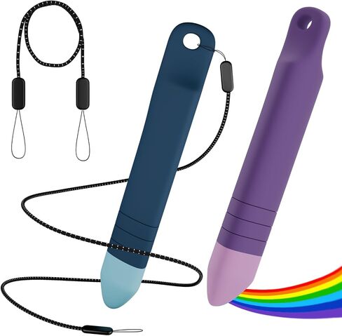 Kid-Friendly Stylus Pens for Touch Screens 2 Pack Anti-Rolling Tablet Stylus with Tethers for Kids，Compatible with Kindle, iPad, iPhone，Tablets and All Touch Screen Devices (Purple+Blue) in Saudi Arabia