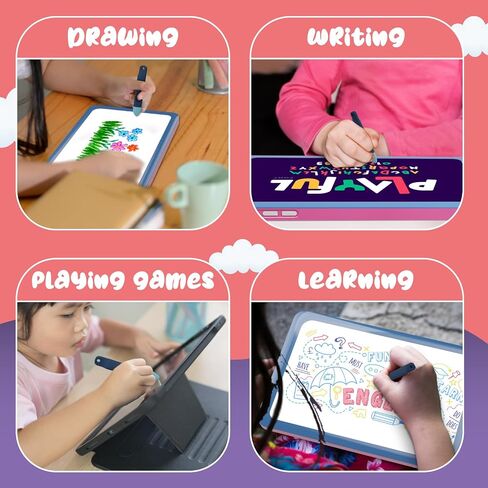 Kid-Friendly Stylus Pens for Touch Screens 2 Pack Anti-Rolling Tablet Stylus with Tethers for Kids，Compatible with Kindle, iPad, iPhone，Tablets and All Touch Screen Devices (Purple+Blue) in Saudi Arabia