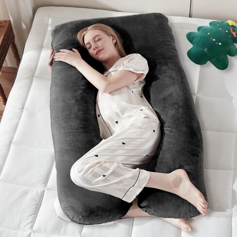 DOWNCOOL Pregnancy Pillow, U Shaped Body Pillow, Memory Foam Maternity Pillow, 55 Inch Grey Pillow with Removable Cover for Sleeping,Support for Back, HIPS, Legs, Belly in Saudi Arabia