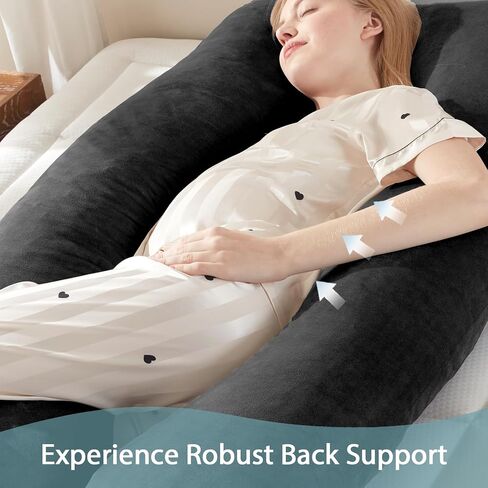 DOWNCOOL Pregnancy Pillow, U Shaped Body Pillow, Memory Foam Maternity Pillow, 55 Inch Grey Pillow with Removable Cover for Sleeping,Support for Back, HIPS, Legs, Belly in Saudi Arabia