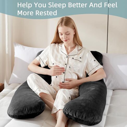 DOWNCOOL Pregnancy Pillow, U Shaped Body Pillow, Memory Foam Maternity Pillow, 55 Inch Grey Pillow with Removable Cover for Sleeping,Support for Back, HIPS, Legs, Belly in Saudi Arabia
