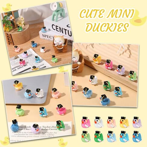 100 Pcs Mini Graduation Resin Ducks, Graduation Resin Ducks with Graduation Tassel Cap and Holding Certificate, Yellow Tiny Grad Duck Bulk Novelty Graduation Gift & Keepsake (10 Colors) in Saudi Arabia