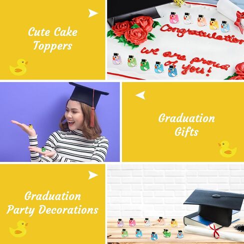 100 Pcs Mini Graduation Resin Ducks, Graduation Resin Ducks with Graduation Tassel Cap and Holding Certificate, Yellow Tiny Grad Duck Bulk Novelty Graduation Gift & Keepsake (10 Colors) in Saudi Arabia