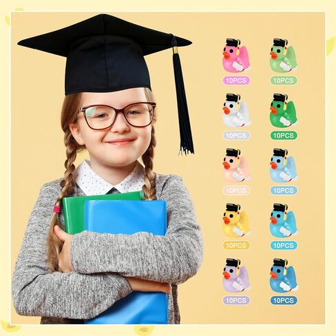 100 Pcs Mini Graduation Resin Ducks, Graduation Resin Ducks with Graduation Tassel Cap and Holding Certificate, Yellow Tiny Grad Duck Bulk Novelty Graduation Gift & Keepsake (10 Colors) in Saudi Arabia