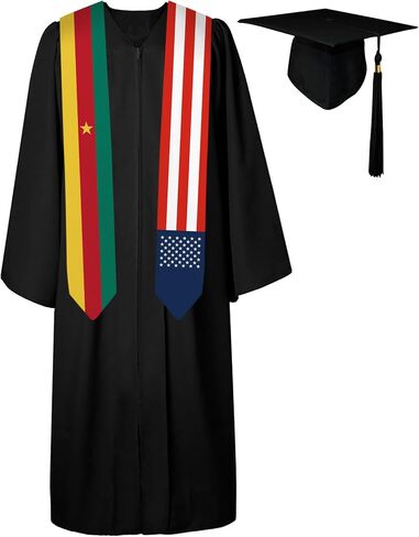 72 Inch Cameroon Flag and USA Flag Graduation Sash Unisex Adults Graduation Stole Scarf International Class of 2024 (Not Include Baccalaureate Gown and Hat) in Saudi Arabia