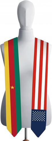72 Inch Cameroon Flag and USA Flag Graduation Sash Unisex Adults Graduation Stole Scarf International Class of 2024 (Not Include Baccalaureate Gown and Hat) in Saudi Arabia