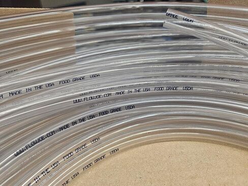 صنع في الولايات المتحدة الأمريكية خرطوم شفاف من مادة PVC الملائمة للطعام مقاس 1/2 بوصة OD 3/8 بوصة معرف in Kuwait