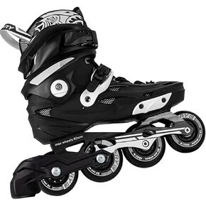 زلاجات مضمنة للرجال والنساء، شفرات تزلج مضمنة للبالغين، 3 عجلات 110 مم احترافية للياقة البدنية في الهواء الطلق، زلاجات سريعة مضمنة، أسود-أبيض in Kuwait