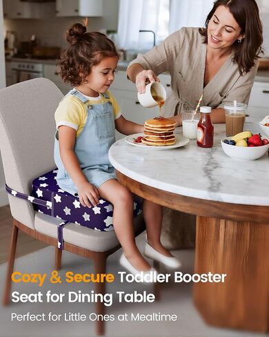 Toddler Booster Seat for Dining Table, Adjustable Seat Belts Booster Seat for Kitchen Chair, Strong Support Booster Seat Cushion, PU Easy Cleaning Detachable Portable Travel Booster (Black Dinosaur) in Kuwait