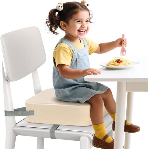 Toddler Booster Seat for Dining Table, Adjustable Seat Belts Booster Seat for Kitchen Chair, Strong Support Booster Seat Cushion, PU Easy Cleaning Detachable Portable Travel Booster (Black Dinosaur) in Saudi Arabia
