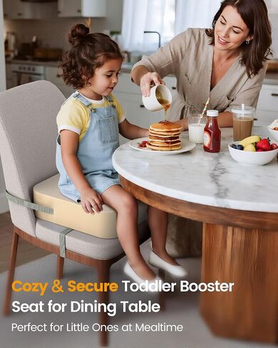 Toddler Booster Seat for Dining Table, Adjustable Seat Belts Booster Seat for Kitchen Chair, Strong Support Booster Seat Cushion, PU Easy Cleaning Detachable Portable Travel Booster (Black Dinosaur) in Saudi Arabia