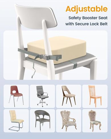 Toddler Booster Seat for Dining Table, Adjustable Seat Belts Booster Seat for Kitchen Chair, Strong Support Booster Seat Cushion, PU Easy Cleaning Detachable Portable Travel Booster (Black Dinosaur) in Saudi Arabia