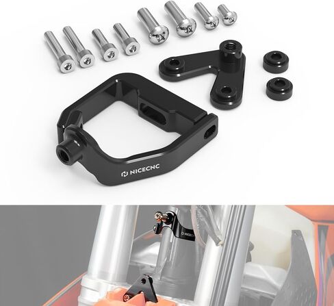 NiceCnc Steering Damper Bracket ، 6061 الألومنيوم ، متوافق مع KTM 250 SX-F 350 SX-F 250 XC-F 300 XC 2023-2025 يعزز الثبات في العجلات الأمامية ، ويقلل من الاهتزازات ، الأسود المقلوب ، انظر التركيب in Kuwait