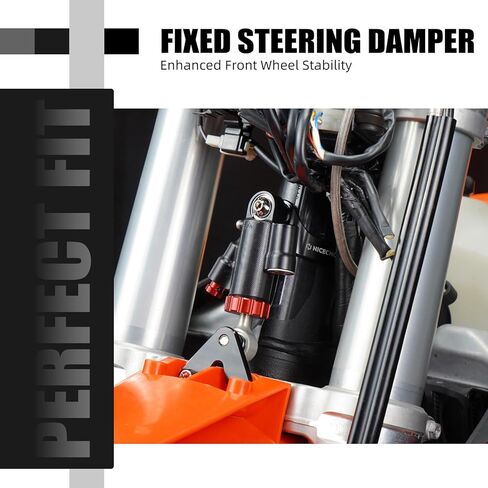 NiceCnc Steering Damper Bracket ، 6061 الألومنيوم ، متوافق مع KTM 250 SX-F 350 SX-F 250 XC-F 300 XC 2023-2025 يعزز الثبات في العجلات الأمامية ، ويقلل من الاهتزازات ، الأسود المقلوب ، انظر التركيب in Kuwait