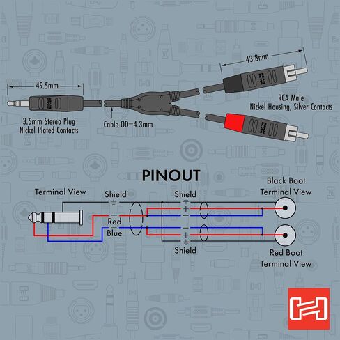 Hosa HMR-003Y 3.5 mm TRS to Dual RCA Pro Stereo Breakout Cable, 3 Feet in Saudi Arabia