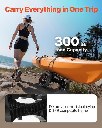 عربة ترولي VEVOR Kayak and Canoe بإطارات صلبة مقاس 10 بوصات، سعة تحميل 320 رطلًا مع أقواس وأشرطة قابلة للتعديل، عربة كاياك دوللي متينة لجميع التضاريس in Saudi Arabia