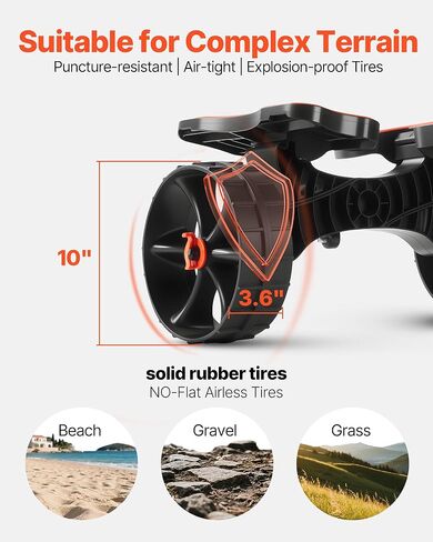 عربة ترولي VEVOR Kayak and Canoe بإطارات صلبة مقاس 10 بوصات، سعة تحميل 320 رطلًا مع أقواس وأشرطة قابلة للتعديل، عربة كاياك دوللي متينة لجميع التضاريس in Saudi Arabia