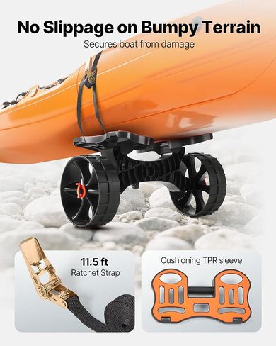 عربة ترولي VEVOR Kayak and Canoe بإطارات صلبة مقاس 10 بوصات، سعة تحميل 320 رطلًا مع أقواس وأشرطة قابلة للتعديل، عربة كاياك دوللي متينة لجميع التضاريس in Saudi Arabia