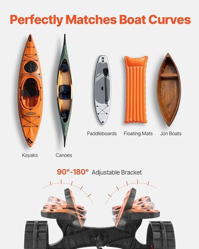 عربة ترولي VEVOR Kayak and Canoe بإطارات صلبة مقاس 10 بوصات، سعة تحميل 320 رطلًا مع أقواس وأشرطة قابلة للتعديل، عربة كاياك دوللي متينة لجميع التضاريس in Saudi Arabia