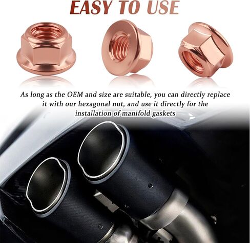 10PCS M8×1.25 Exhaust Manifold Gasket Nut,Professional Hexagonal Exhaust Nut Provide Good Sealing,Exhausts Manifold Kit Nuts for Exhausts System Replacement OEM#A1201420072 in Saudi Arabia