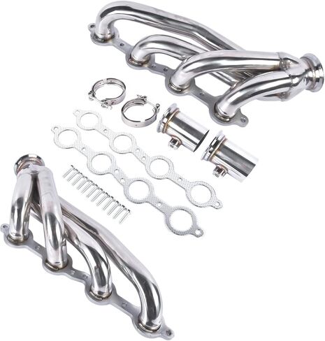 2PCS LS SWAP Shorty رؤوس الفولاذ المقاوم للصدأ استبدال الفضة لـ CHEVY GMC C10 LS 1960-1986 LS1 LS2 LS3 LS6 LS9 4.8L 5.3L 5.7L 6.0L 6.2L V8 in Saudi Arabia