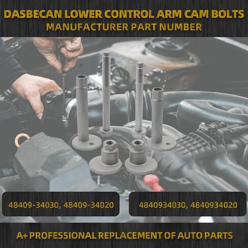 طقم كاميرات الذراع السفلى من Dasbecan متوافق مع Toyota Tundra Sequoia 2000-2007 ، محاذاة الأمامية براغي تعديل إصبع القدم المحاذاة تحل محل# 4840934020 4840934030،2 حزمة لكلا الجانبين in Saudi Arabia