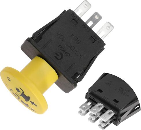 Clutch PTO Switch 8 Terminals for Scag for Murray for AYP for Husqvarna Compatible with 481687, 483957, 94927MA, 6201316MA, 146283, 140404, 430-433, 532140404, 1716332SM, 10 AMP, Yellow Knob in Kuwait