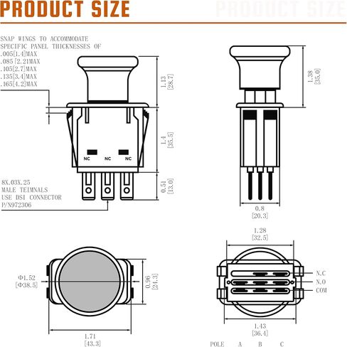 Clutch PTO Switch 8 Terminals for Scag for Murray for AYP for Husqvarna Compatible with 481687, 483957, 94927MA, 6201316MA, 146283, 140404, 430-433, 532140404, 1716332SM, 10 AMP, Yellow Knob in Kuwait