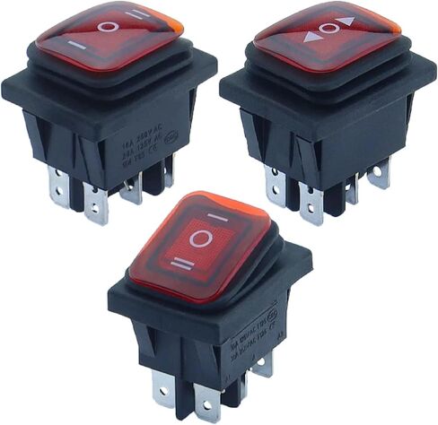 مفتاح روكي 6 دبوس ، عودة الربيع على الوجهين ، 12-24V/220V AC/DC ، مؤشر LED الأحمر (قفل ثابت) in Saudi Arabia