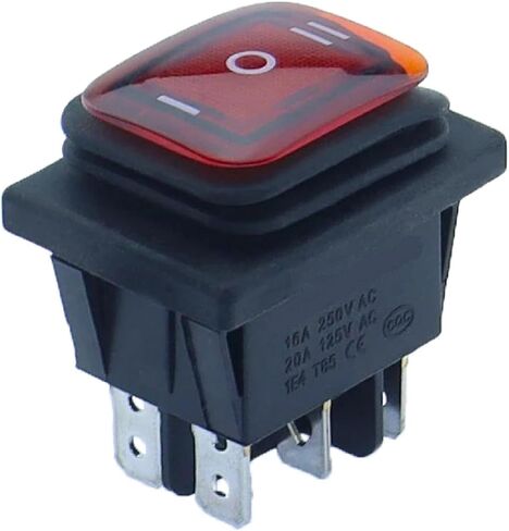 مفتاح روكي 6 دبوس ، عودة الربيع على الوجهين ، 12-24V/220V AC/DC ، مؤشر LED الأحمر (قفل ثابت) in Saudi Arabia