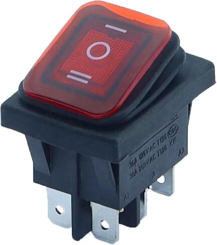 مفتاح روكي 6 دبوس ، عودة الربيع على الوجهين ، 12-24V/220V AC/DC ، مؤشر LED الأحمر (قفل ثابت) in Saudi Arabia